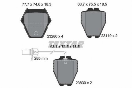 Тормозные колодки, дисковый тормоз (набор) TEXTAR 2328001 (фото 1)