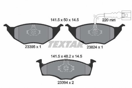 Комплект тормозных колодок, дисковый тормоз TEXTAR 2339502 (фото 1)