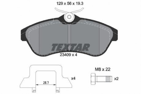 Гальмівні колодки, дискове гальмо (набір) TEXTAR 2340902