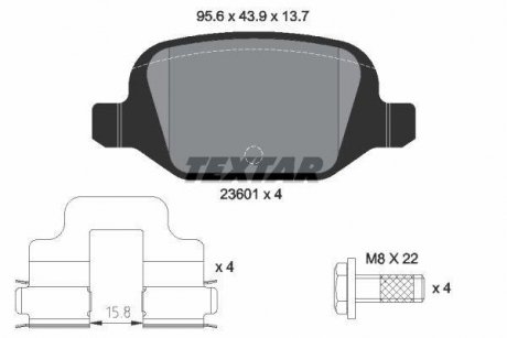 Тормозные колодки, дисковый тормоз (набор) TEXTAR 2360102