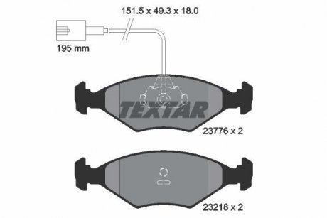 Гальмівні колодки, дискове гальмо (набір) TEXTAR 2377601