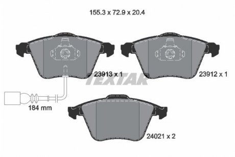 Тормозные колодки, дисковый тормоз (набор) TEXTAR 2391301