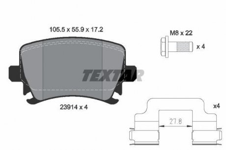 Комплект тормозных колодок, дисковый тормоз TEXTAR 2391482