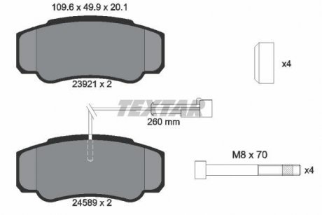 Гальмівні колодки, дискове гальмо (набір) TEXTAR 2392103