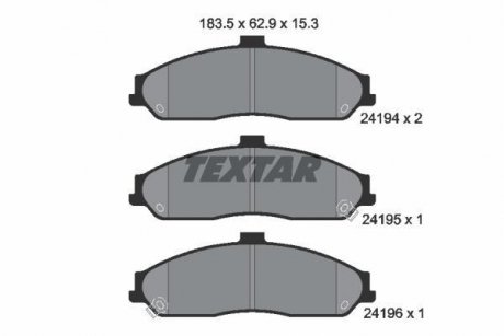 Тормозные колодки, дисковый тормоз (набор) TEXTAR 2419401