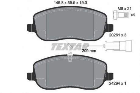 Тормозные колодки, дисковый тормоз (набор) TEXTAR 2429401