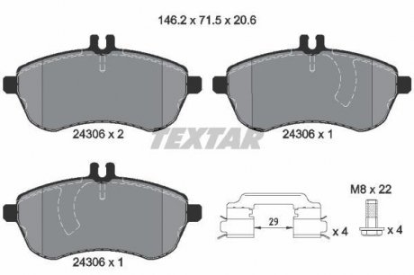 Комплект тормозных колодок, дисковый тормоз TEXTAR 2430682 (фото 1)