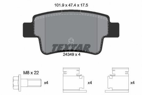 Тормозные колодки, дисковый тормоз (набор) TEXTAR 2434901