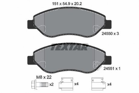 Гальмівні колодки, дискове гальмо (набір) TEXTAR 2455001