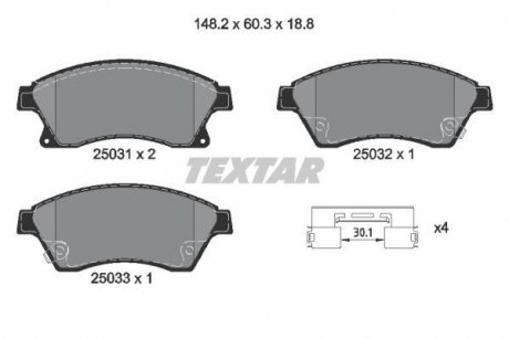 Тормозные колодки, дисковый тормоз (набор) TEXTAR 2503181