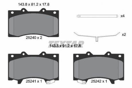 Комплект тормозных колодок, дисковый тормоз TEXTAR 2524001 (фото 1)