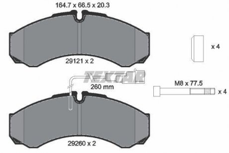 Тормозные колодки, дисковый тормоз (набор) TEXTAR 2912113 (фото 1)