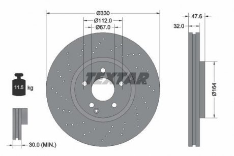 Диск гальмівний MERCEDES E(W211)/S(W220) "F D=330mm "02-09 - замена на T92124105 TEXTAR 92124100