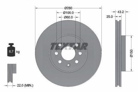 Диск тормозной TEXTAR 92129303