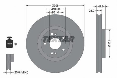 Диск тормозной RENAULT ESPACE 02- TEXTAR 92174005 (фото 1)