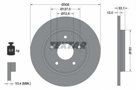 Диск тормозной FIAT FREEMONT 11- TEXTAR 92181005