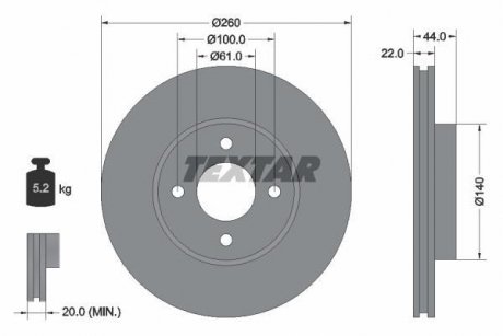 Диск тормозной MICRA 10- wentylowana przуd TEXTAR 92239903