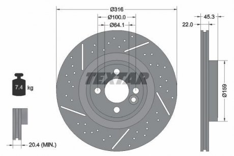 Тормозной диск TEXTAR 92279105 (фото 1)