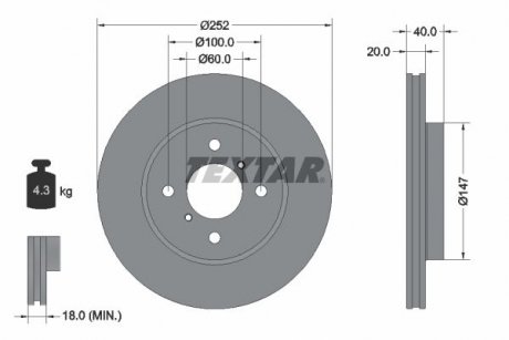 Диск гальмівнийPRZ SUZUKI SWIFT 10- TEXTAR 92292903