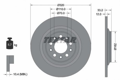 Диск тормозной (задний) Jeep Cherokee 2.0-3.2 13- (320x12) PRO TEXTAR 92304103 (фото 1)