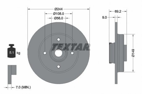 Диск тормозной TEXTAR 92305403 (фото 1)