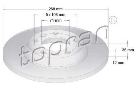 Диск гальмівний (задній) Citroen C4 13-/Berlingo/Peugeot Partner 18- (268x12) TOPRAN TOPRAN / HANS PRIES 723881