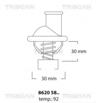 Термостат 92°C Opel Omega 1.8/1.8i 8620 5892 TRISCAN 86205892