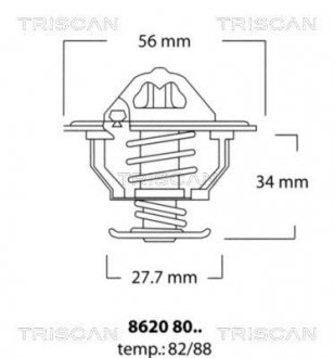 Термостат, охлаждающая жидкость 8620 8088 TRISCAN 86208088