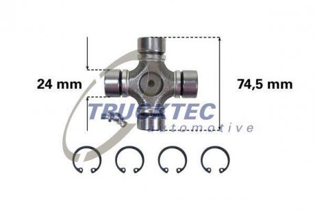 Шарнір, поздовжній вал 02.34.053 AUTOMOTIVE TRUCKTEC 0234053