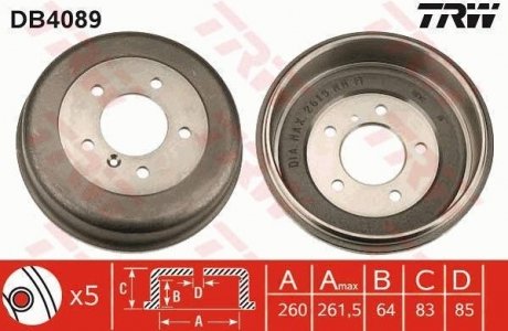 Тормозной барабан (LUCAS) TRW DB4089