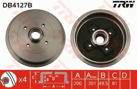 Тормозной барабан (LUCAS) TRW DB4127B