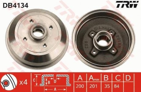 Тормозной барабан (LUCAS) TRW DB4134