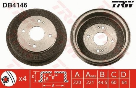 Тормозной барабан (LUCAS) TRW DB4146