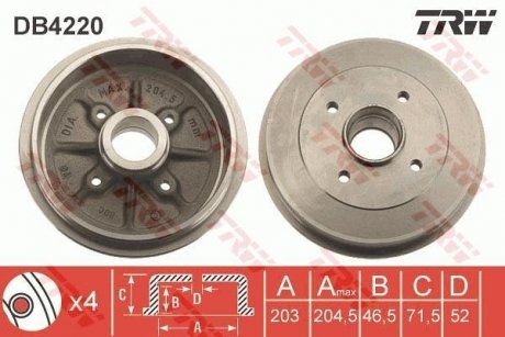 Тормозной барабан (LUCAS) TRW DB4220 (фото 1)