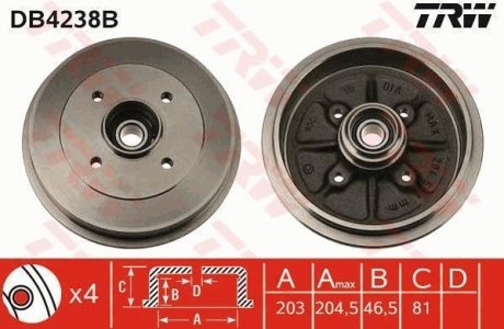 Тормозной барабан (LUCAS) TRW DB4238B