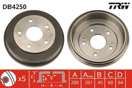 Тормозной барабан (LUCAS) TRW DB4250