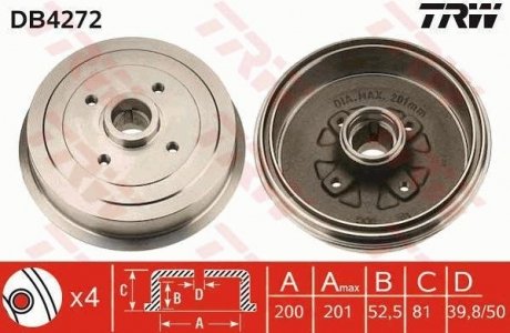 Тормозной барабан (LUCAS) TRW DB4272 (фото 1)