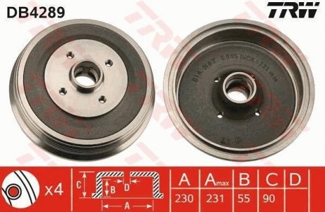 Тормозной барабан (LUCAS) TRW DB4289