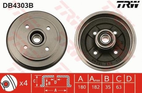 Тормозной барабан (LUCAS) TRW DB4303B