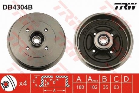 Тормозной барабан (LUCAS) TRW DB4304B