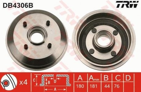 Тормозной барабан (LUCAS) TRW DB4306B