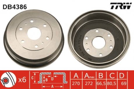 Тормозной барабан TRW DB4386