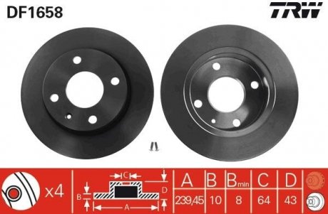 Диск тормозной (LUCAS) TRW DF1658 (фото 1)