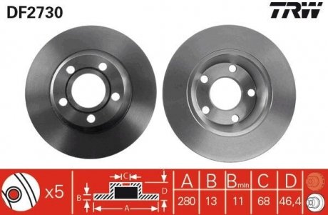 Тормозной диск TRW DF2730