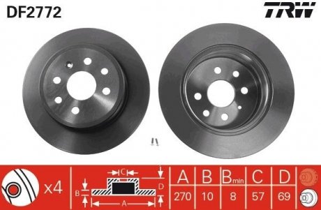 Диск тормозной (LUCAS) TRW DF2772 (фото 1)