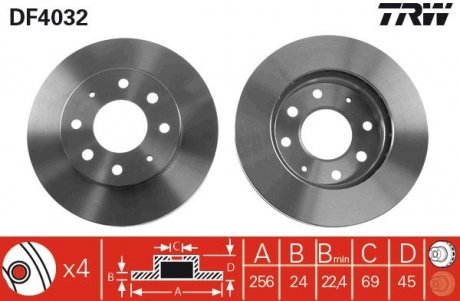 Диск тормозной (LUCAS) TRW DF4032 (фото 1)