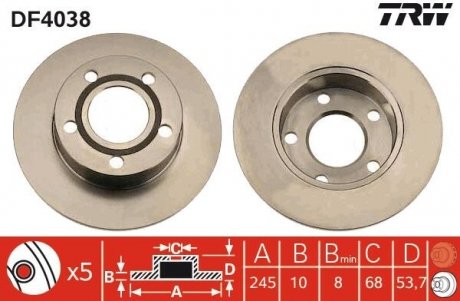 Диск тормозной (LUCAS) TRW DF4038