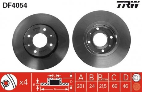 Диск гальмівний (LUCAS) TRW DF4054