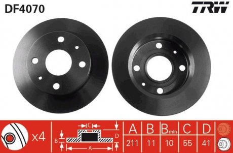 Диск гальмівний (LUCAS) TRW DF4070