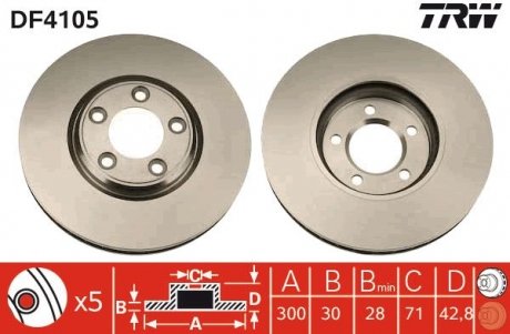 Диск тормозной (LUCAS) TRW DF4105